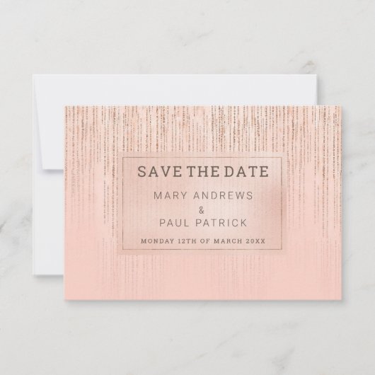 Goldgradienten der Korallen Save the Date Glitzer  (Vorderseite)