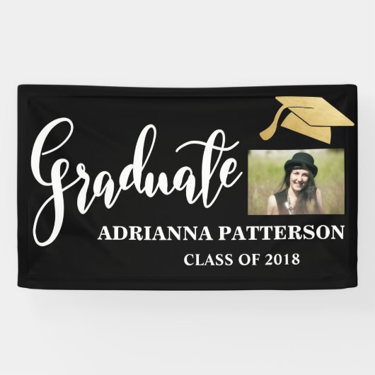 Goldgraduierter Hut-handgeschriebenes graduiertes Banner (Horizontal)