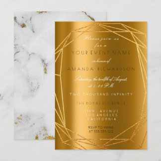 Goldgraue Marmorplatte Geburtstag Diamantrahmen Einladung