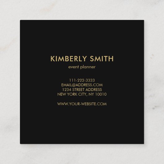 Goldgraue minimalistische Visitenkarten Quadratische Visitenkarte (Rückseite)