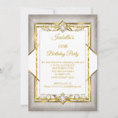 Goldgraue Perlbeige Geburtstagsparty Einladung (Vorderseite)