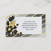 Goldgraue Streifen Golden Black Orchid Floral Visitenkarte (Rückseite)