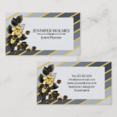 Goldgraue Streifen Golden Black Orchid Floral Visitenkarte (Vorne/Hinten)