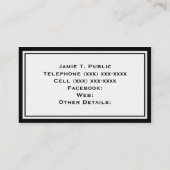 Goldgrauer Damast, Schwarz-weißer Streifen Gold Ri Visitenkarte (Rückseite)