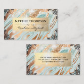 Goldgrauer Marmor | Extravagante Elemente | Bokeh  Visitenkarte (Vorne/Hinten)