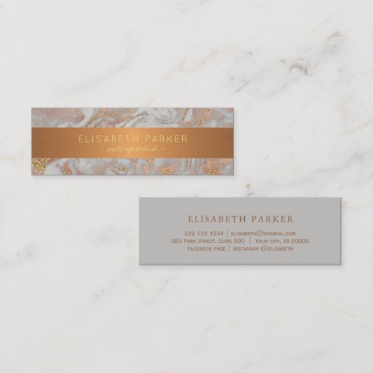 Goldgrauer Marmor-Makeup-Künstler der Luxus-Rose Mini Visitenkarte (Vorne/Hinten)