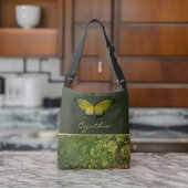 Goldgrauer Schmetterling mit Boho Foliage Monogram Tragetaschen Mit Langen Trägern