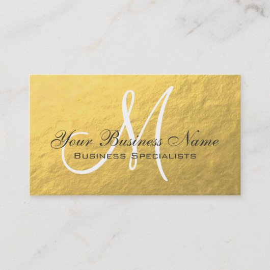 Goldgraues, einfaches Schlichtes Monogramm Visitenkarte (Vorderseite)