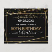 Goldgrenze 50. Geburtstag Save the Date Budget (Vorderseite)