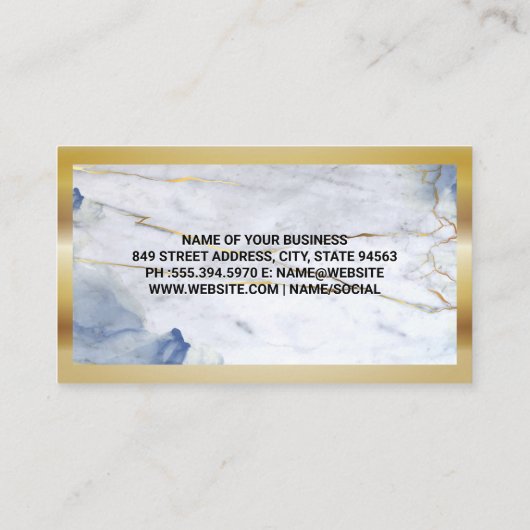 Goldgrenze | Blauer Marmor Visitenkarte (Rückseite)