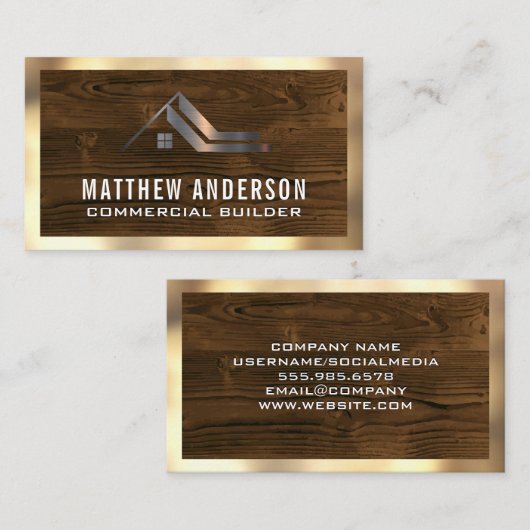 Goldgrenze | Holz Visitenkarte (Vorne/Hinten)