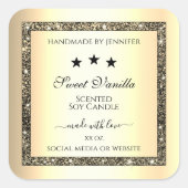 Goldgrenze mit Glitzer-Produktverpackungsmarken Quadratischer Aufkleber (Vorderseite)