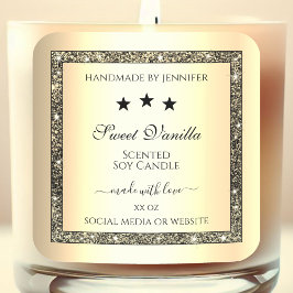 Goldgrenze mit Glitzer-Produktverpackungsmarken Quadratischer Aufkleber