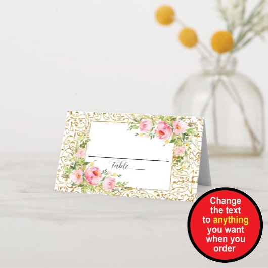 Goldgrenze und Blume Platzkarte