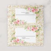 Goldgrenze und Blume Platzkarte (Außenseite Aufgefaltet)