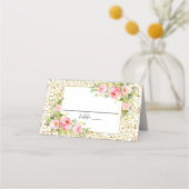 Goldgrenze und Blume Platzkarte (Rückseite)