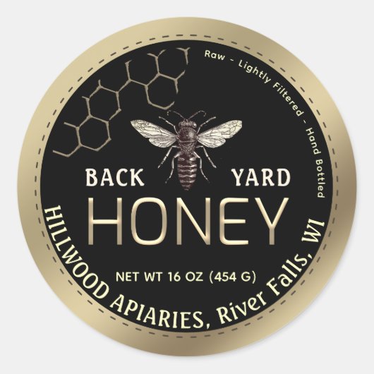 Goldgrenzenbeere mit Honeycomb Honey Jar Runder Aufkleber (Vorderseite)
