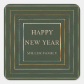 Goldgrenzenjäger im glücklichen neuen Jahr grün Quadratischer Aufkleber (Vorderseite)