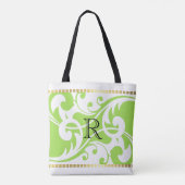 Goldgrenzenmonogramm (weiß und grün Geblüht) Tasche (Rückseite)
