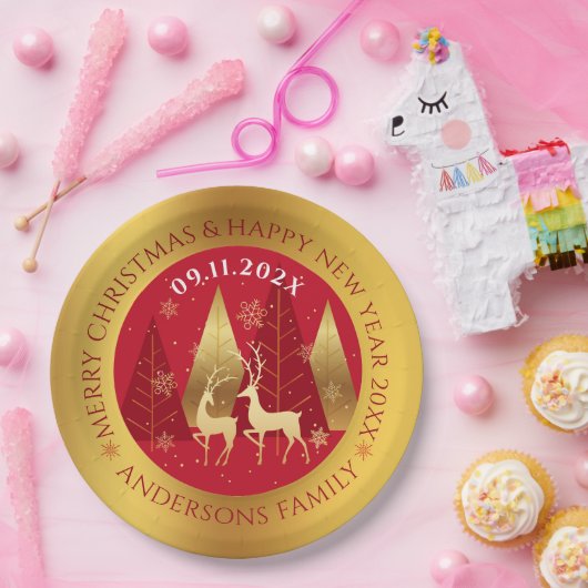 Goldgrenzpapiere für Weihnachtsschreiben - Teller (Party)