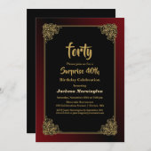 Goldgrenzüberraschung 40. Geburtstag Einladung (Vorne/Hinten)