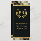 Goldgriechischer Schlüssel & Lorbeerkranz Hochzeit Programm (Vorne/Hinten)
