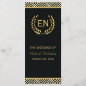 Goldgriechischer Schlüssel & Lorbeerkranz Hochzeit Programm (Vorderseite)