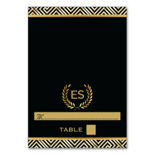 Goldgriechischer Schlüssel & Lorbeerkranz Hochzeit Tischnummer