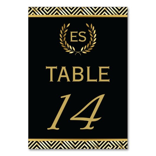 Goldgriechischer Schlüssel, Lorbeerkranz Tischnumm Tischnummer (Rückseite)