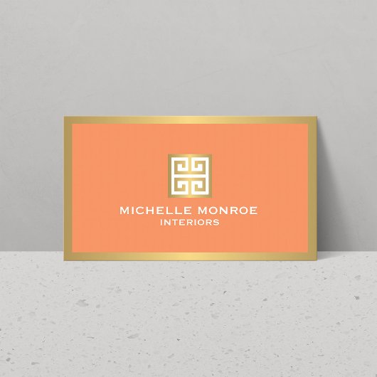 Goldgriechischer Schlüssel zum Korallendesigner Visitenkarte