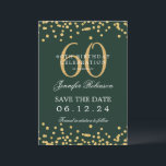 Goldgrün 60. Geburtstag Save the Date Details Einladung<br><div class="desc">Elegantes "60th Birthday Party" Design mit Imitats Glitzer Konfetti & Details Text. Einfach zu bedienen und leicht zu personalisieren. Bestelle noch heute!</div>
