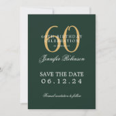 Goldgrün 60. Geburtstag Save the Date Einladung (Vorderseite)