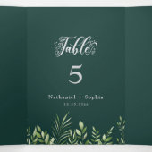 Goldgrün Aquarellfarben Dreifache Tischnummer Zeic Dreifach-gefaltete Programmkarte (Innenseite Mitte)