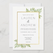 Goldgrün Blätter Blumenzwiebeln Einladung (Vorderseite)