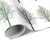 Goldgrün-braune Bäume Geburtstag Geschenkpapier (Rolleneckpunkt)