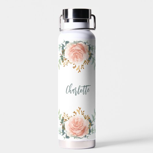 Goldgrün der Rose Floral Trinkflasche (Rückseite)