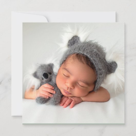 Goldgrün Eukalyptus Boy Taufe Einladung (Rückseite)