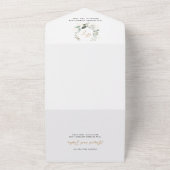 Goldgrün Eukalyptus Monogram QR Code Wedding All In One Einladung (Außenbereich)