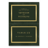 Goldgrün Gastname Hochzeit Platzkarte Tischnummer (Vorderseite)