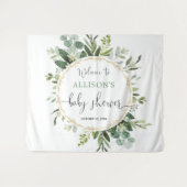 Goldgrün-Kranz Babydusche Hintergrund Schild Wandteppich (Vorderseite (Horizontal))