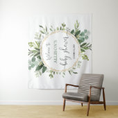 Goldgrün-Kranz Babydusche Hintergrund Schild Wandteppich (Beispiel)