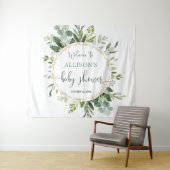 Goldgrün-Kranz Babydusche Hintergrund Schild Wandteppich (Beispiel (Horizontal))