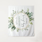 Goldgrün-Kranz Babydusche Hintergrund Schild Wandteppich (Vorderseite)