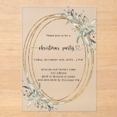 Goldgrün mattiertes WeihnachtsParty Acryleinladungen (Vorderseite)