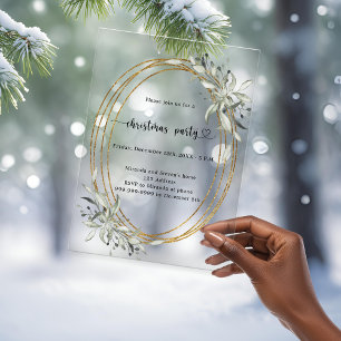 Goldgrün mattiertes WeihnachtsParty Acryleinladungen