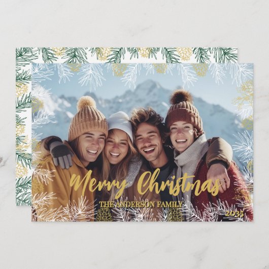 Goldgrün - Modernes botanisches Foto Weihnachten (Vorne/Hinten)