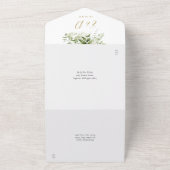 Goldgrün-Monogram QR-Code Hochzeit All In One Einladung (Außenbereich)