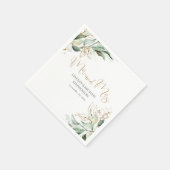 Goldgrün und Eukalyptus-Blätter Hochzeit Serviette (Ecke)