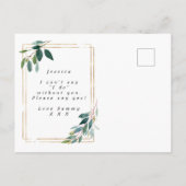 Goldgrün wird meine Trauzeugin sein Ankündigungspostkarte (Rückseite)