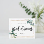 Goldgrün wird meine Trauzeugin sein Ankündigungspostkarte (Stehend Vorderseite)